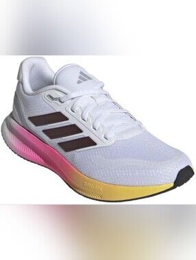 adidas Women’s White Running Shoe with Pink and Yellow Gradient Midsole